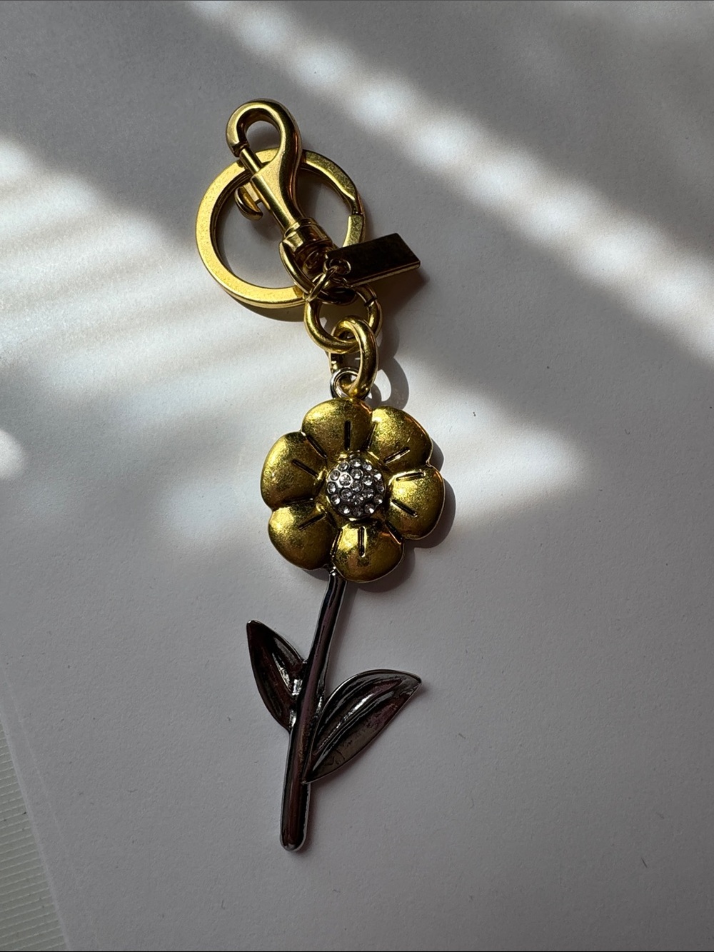 Gold Flower Keychain Charm - Women Accessories